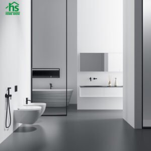 finished in bathroom Handdouche bidet - warm-koud mengkraan