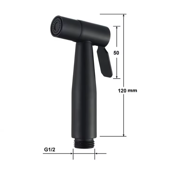 Luxe Bidet Handdouche Set Mat Zwart - Shattaf Toiletsproeier - Inclusief 1.5m Slang & Wandhouder - Industrieel Design